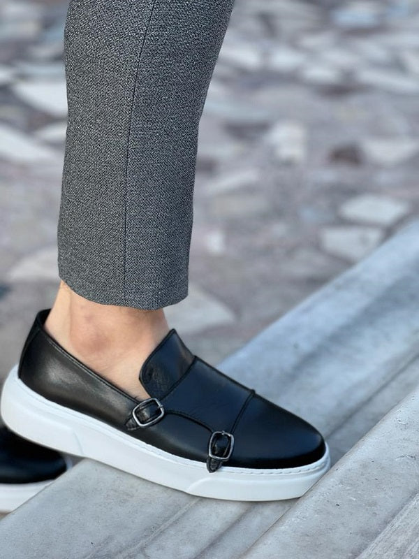 Double Monk Strap Black Casual Shoes for Men – SARDINELLI