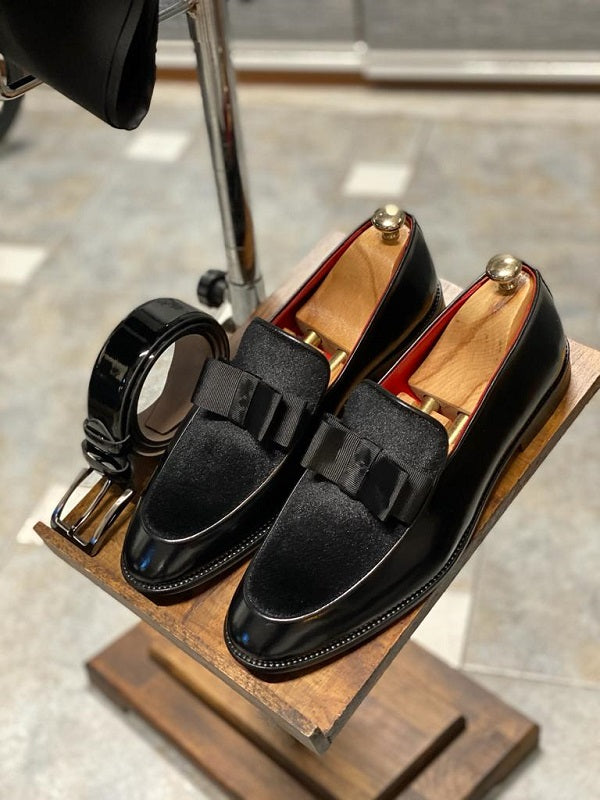 velvet black dress shoes Black Velvet Loafers for Men: Slip-On Dress Shoes