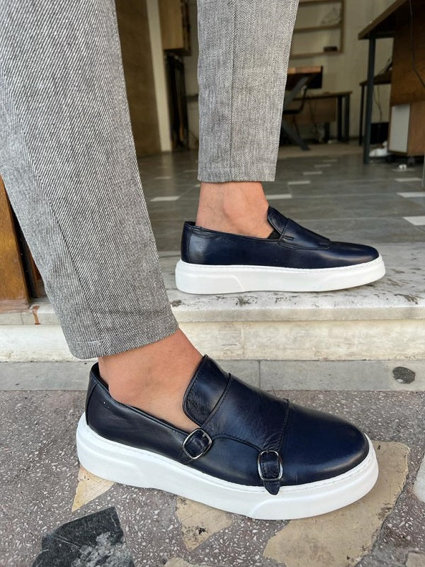 navy blue and silver dress shoes Why Choose Cadiz Navy Blue Monk Strap Shoes