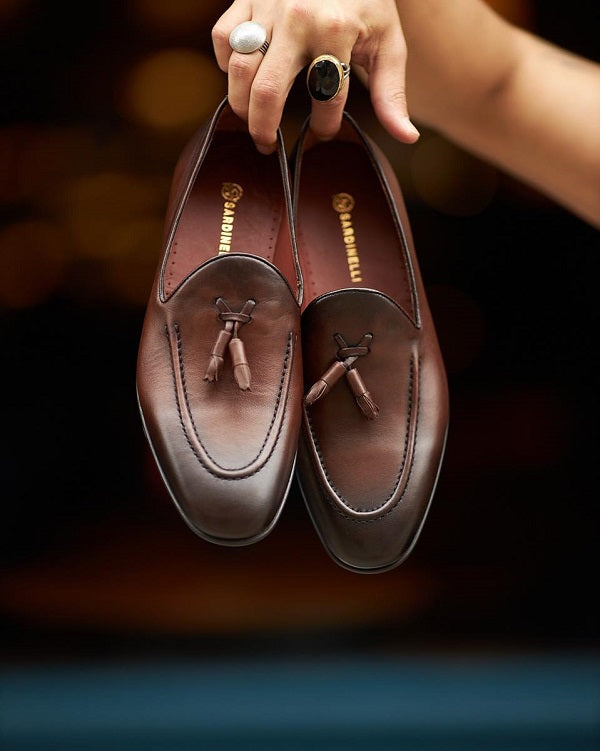 Brown Tassel Loafer for Men 42