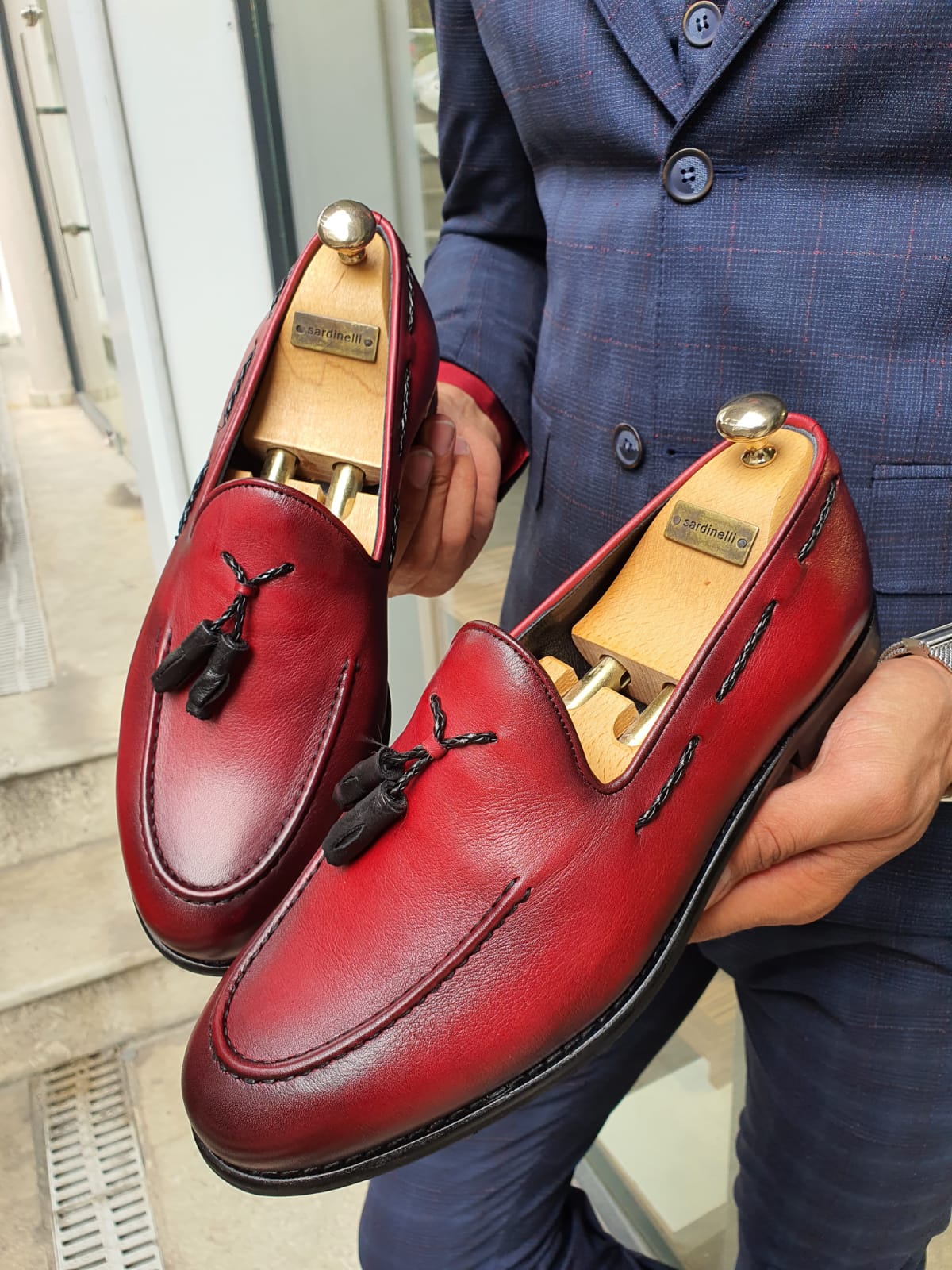Red Tassel Loafers for Men – SARDINELLI display picture 1
