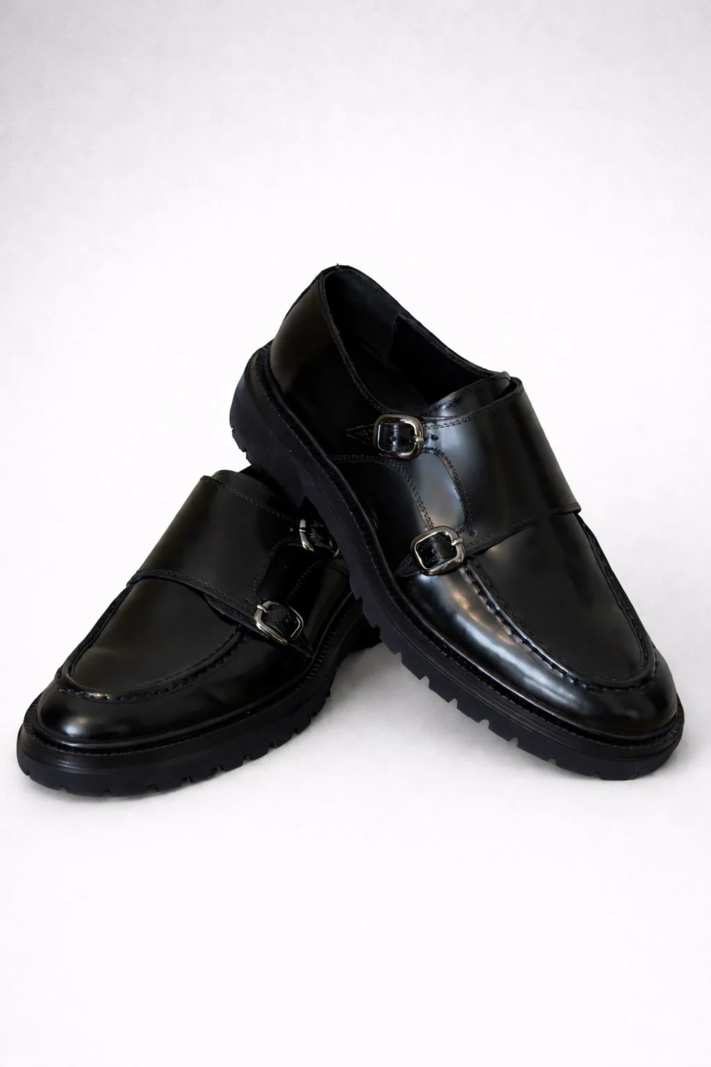 Pamplona Black Buckle Shoes Luxury for USA Gentlemen