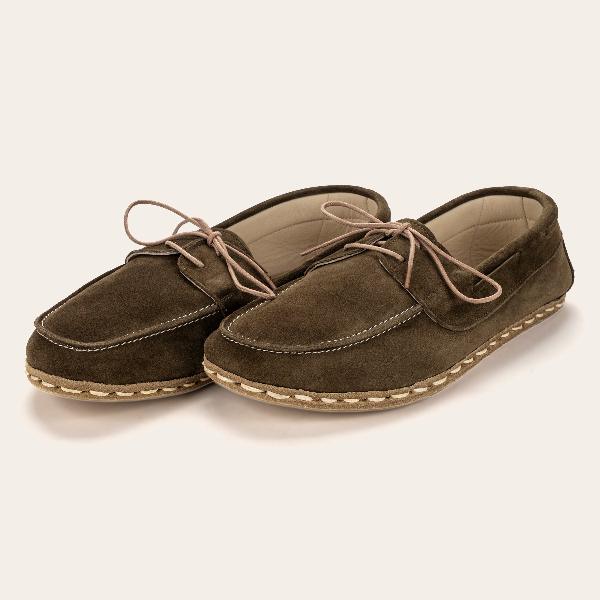 Men's Khaki Green Suede Dock Shoes