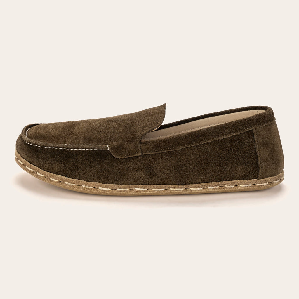 Men's Khaki Green Suede Moccasins