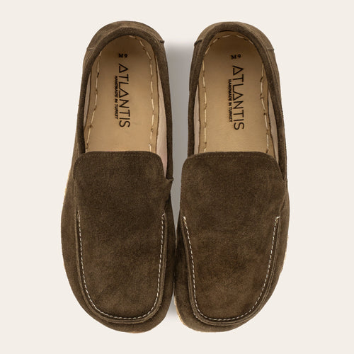 Men's Khaki Green Suede Moccasins