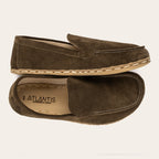 Men's Khaki Green Suede Moccasins