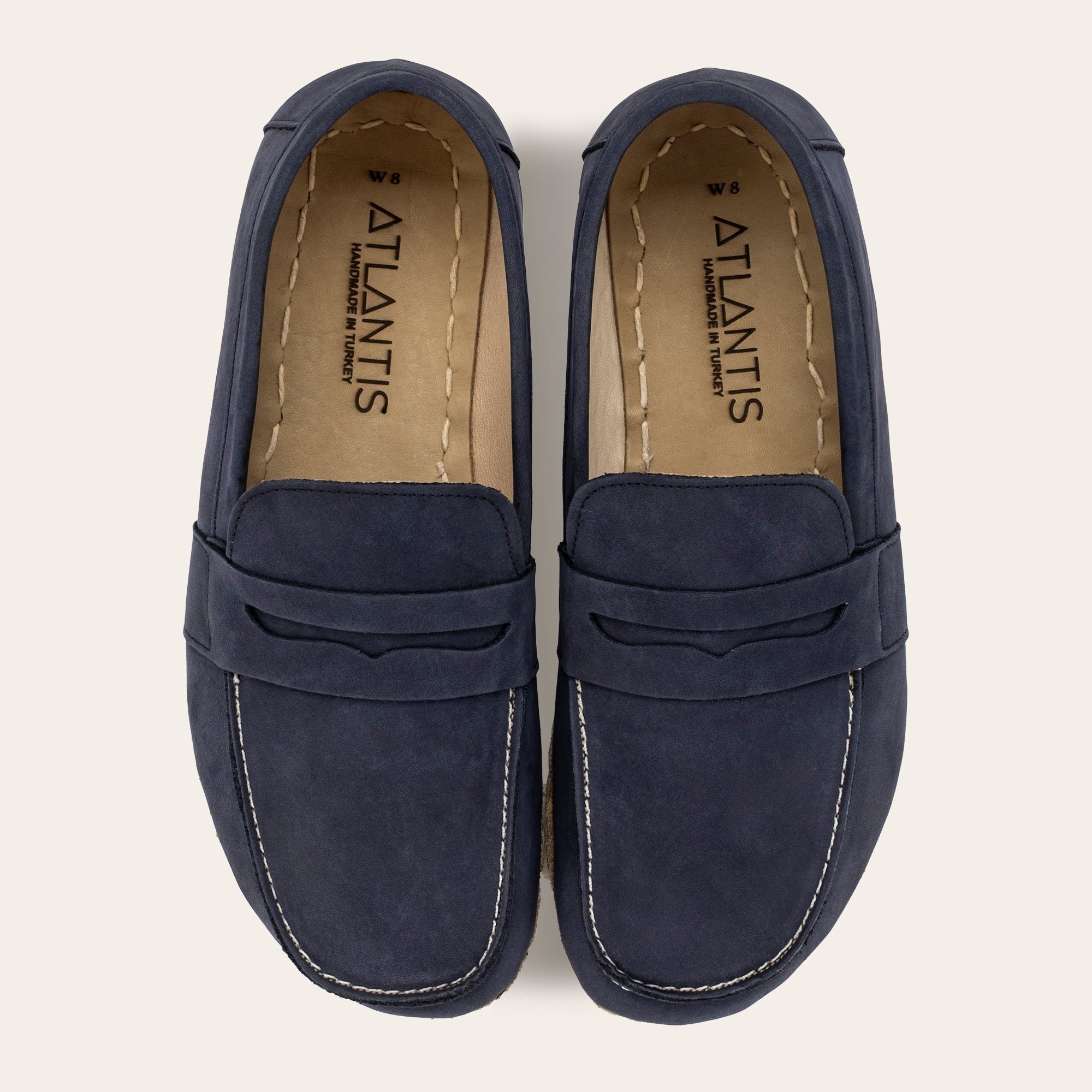 Men's Navy Nubuck Penny Loafers