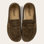 Men's Khaki Green Suede Penny Loafers