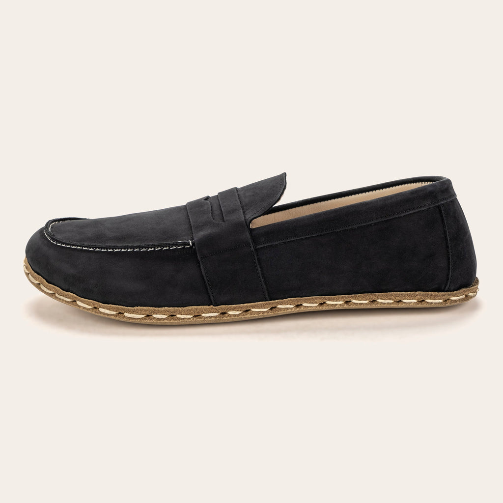 Men's Black Nubuck Penny Loafers