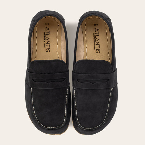 Men's Black Nubuck Penny Loafers