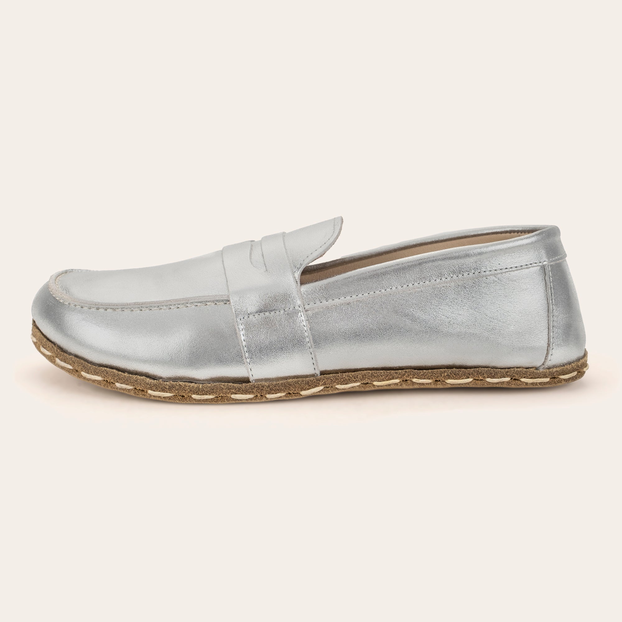 Men's Silver Penny Loafers