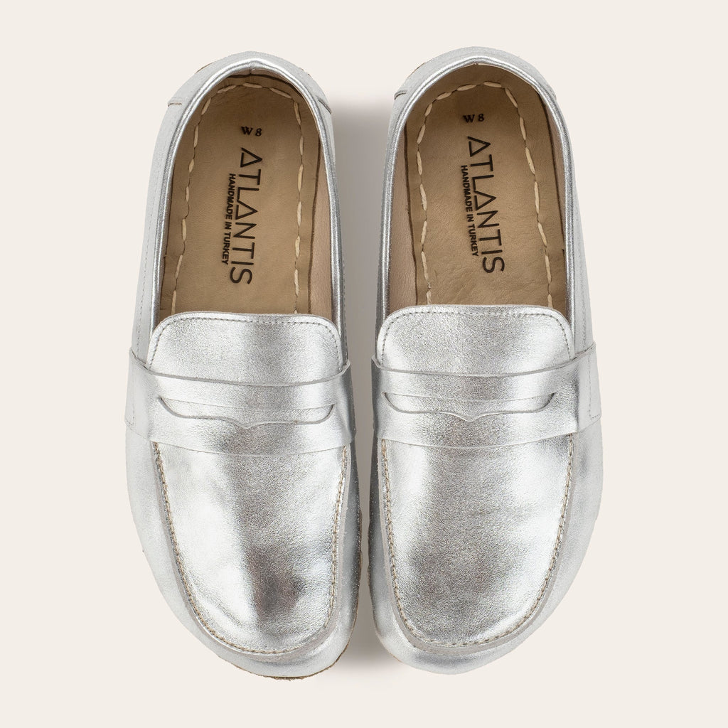 Men's Silver Penny Loafers
