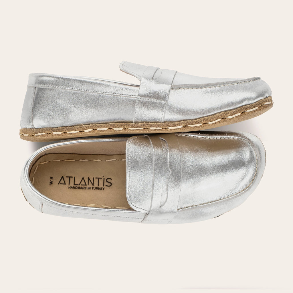 Men's Silver Penny Loafers