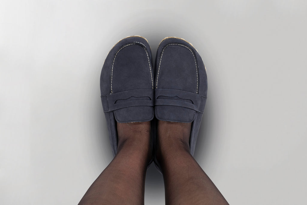 Men's Navy Nubuck Penny Loafers
