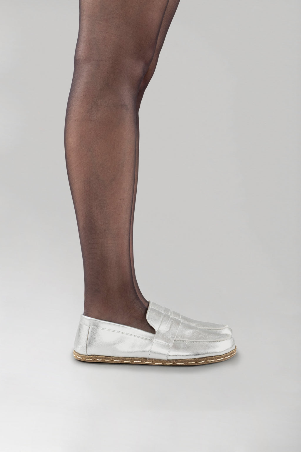 Men's Silver Penny Loafers