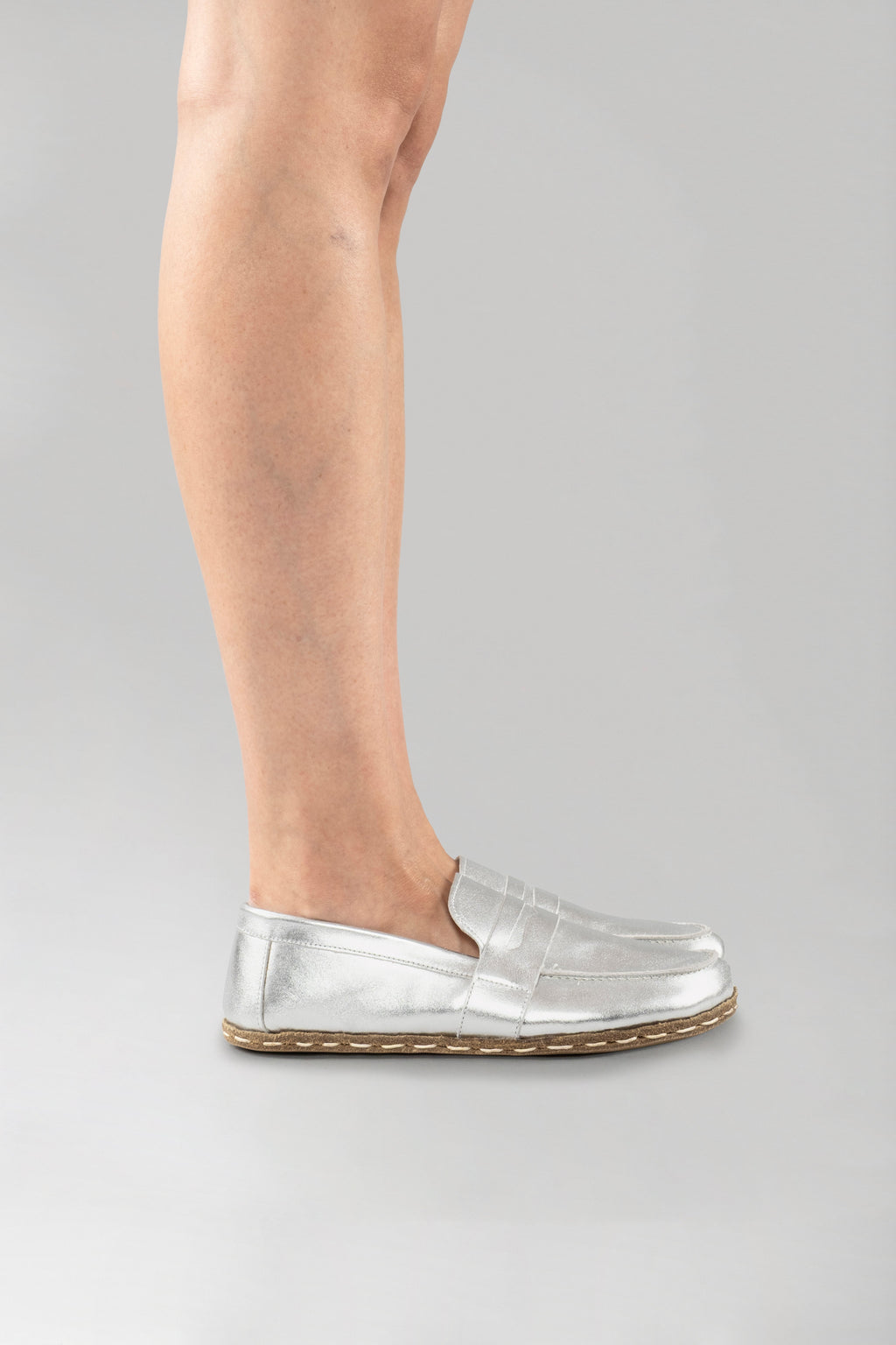 Men's Silver Penny Loafers