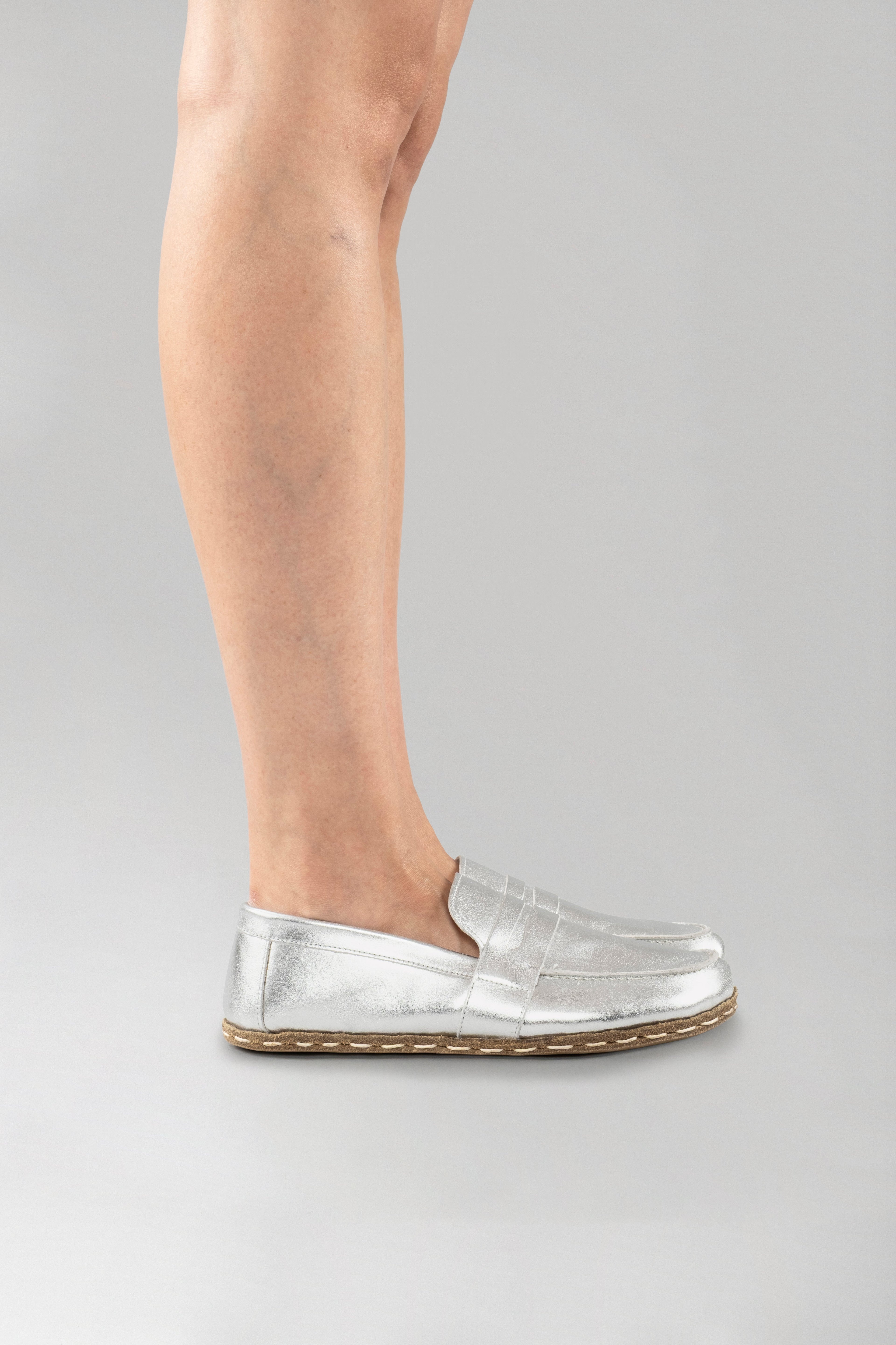 Men's Silver Penny Loafers
