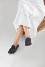 Men's Navy Nubuck Penny Loafers