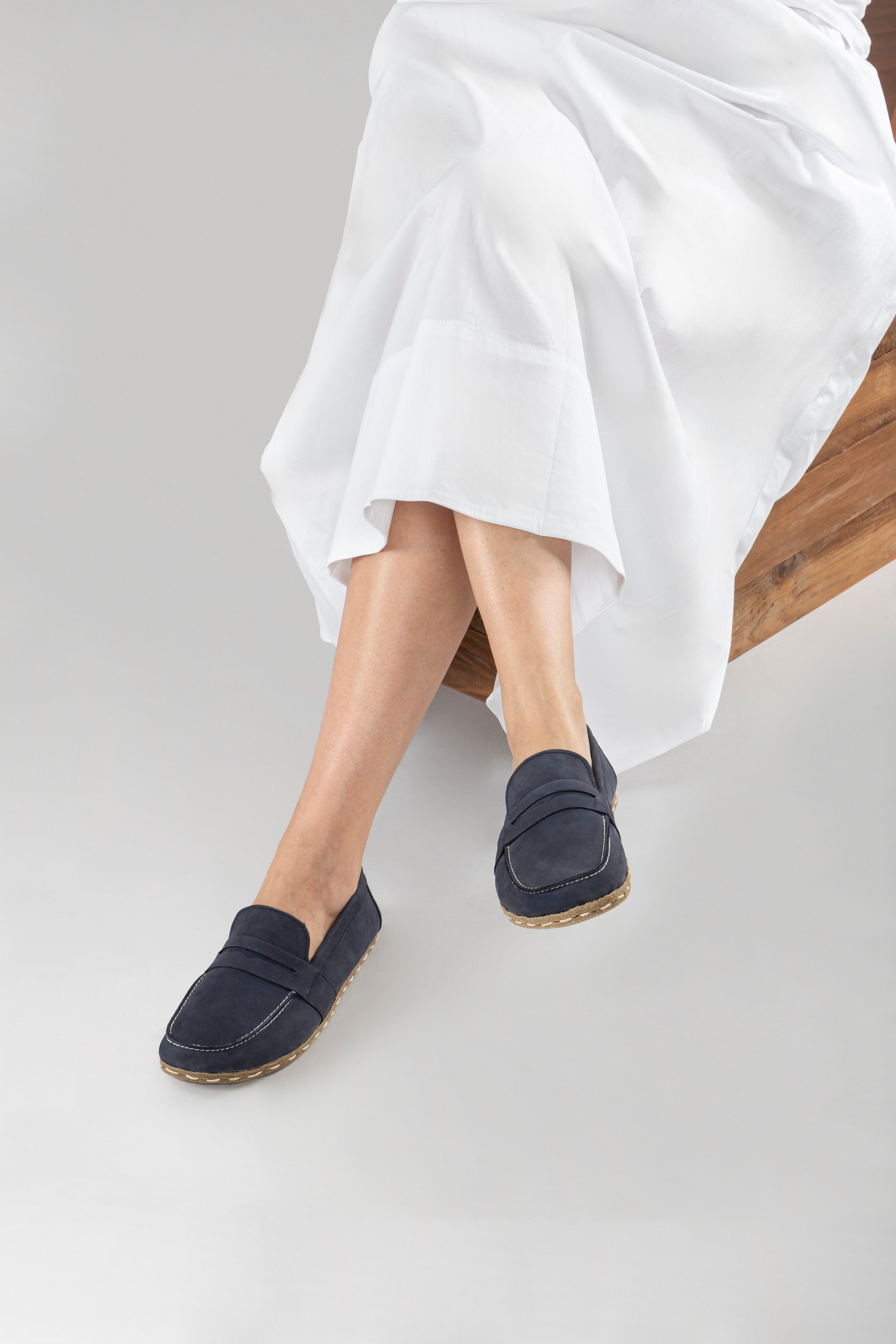 Men's Navy Nubuck Penny Loafers