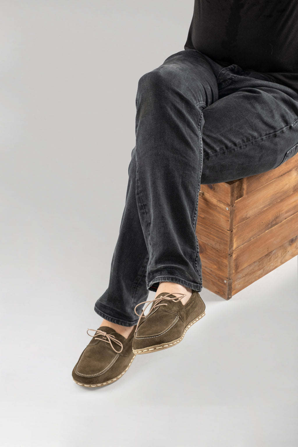 Men's Khaki Green Suede Dock Shoes