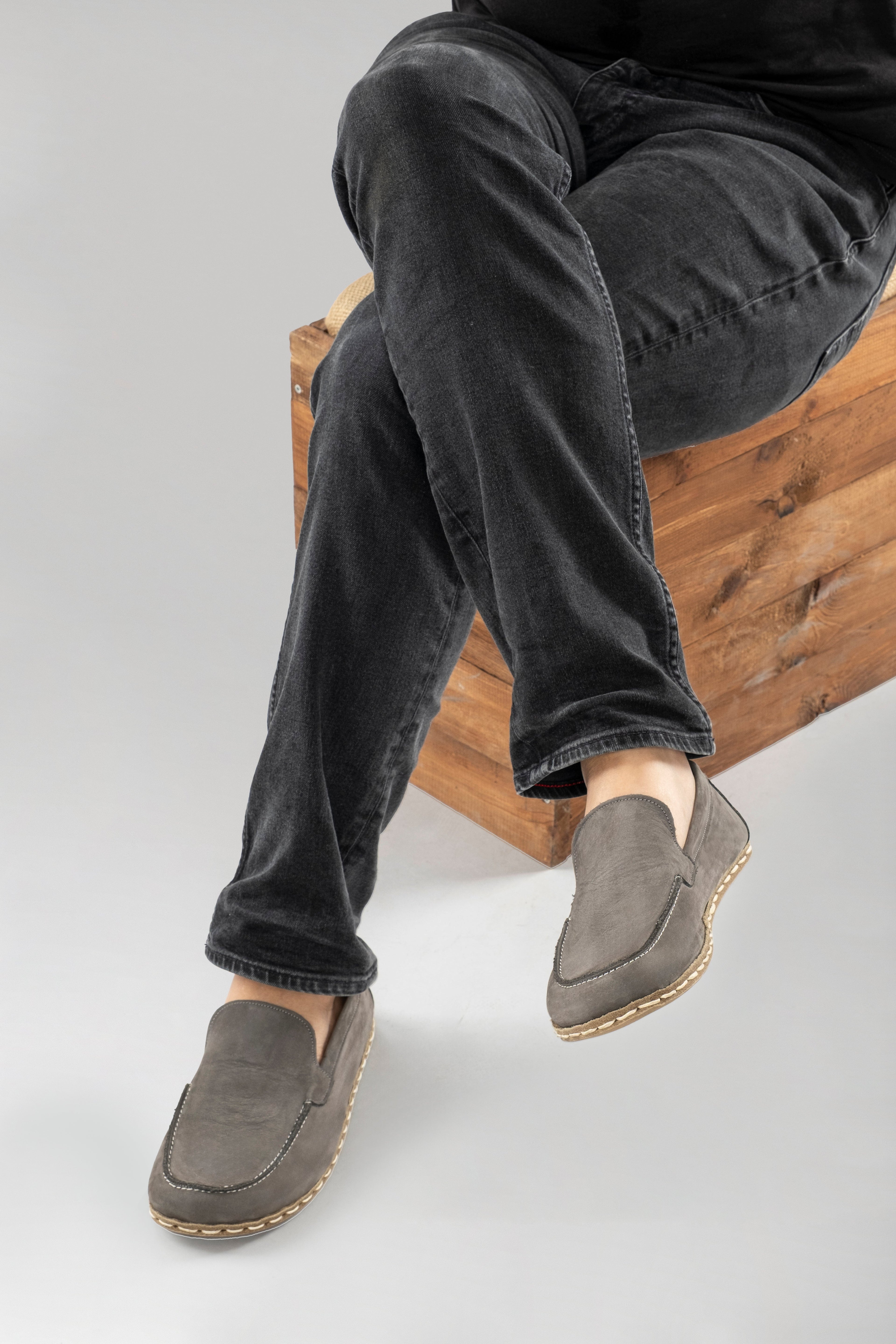 Women's Gray Moccasins