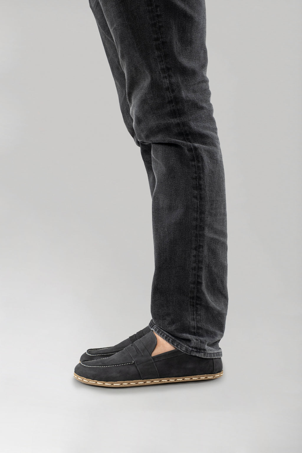 Men's Black Nubuck Penny Loafers
