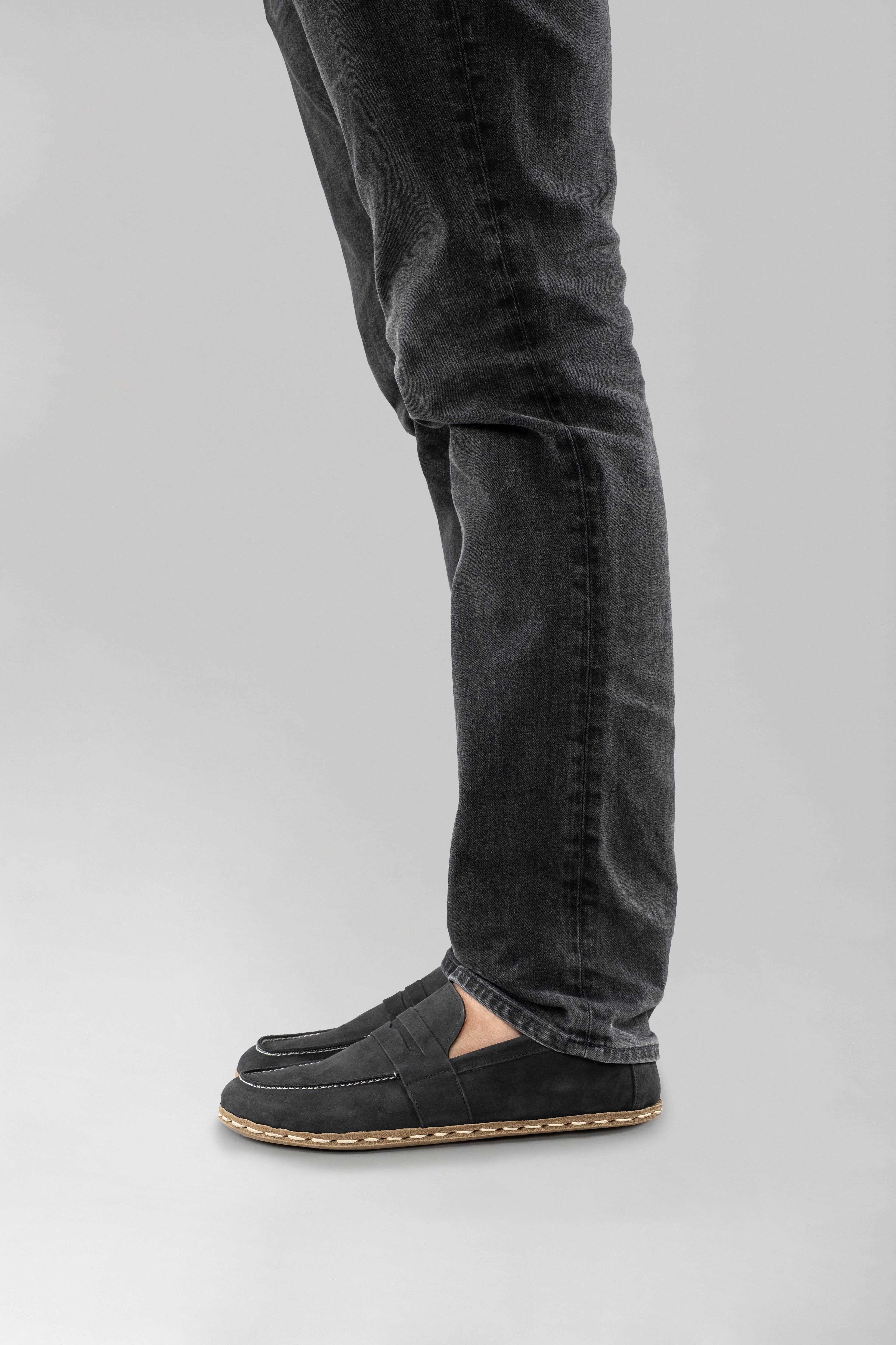 Men's Black Nubuck Penny Loafers