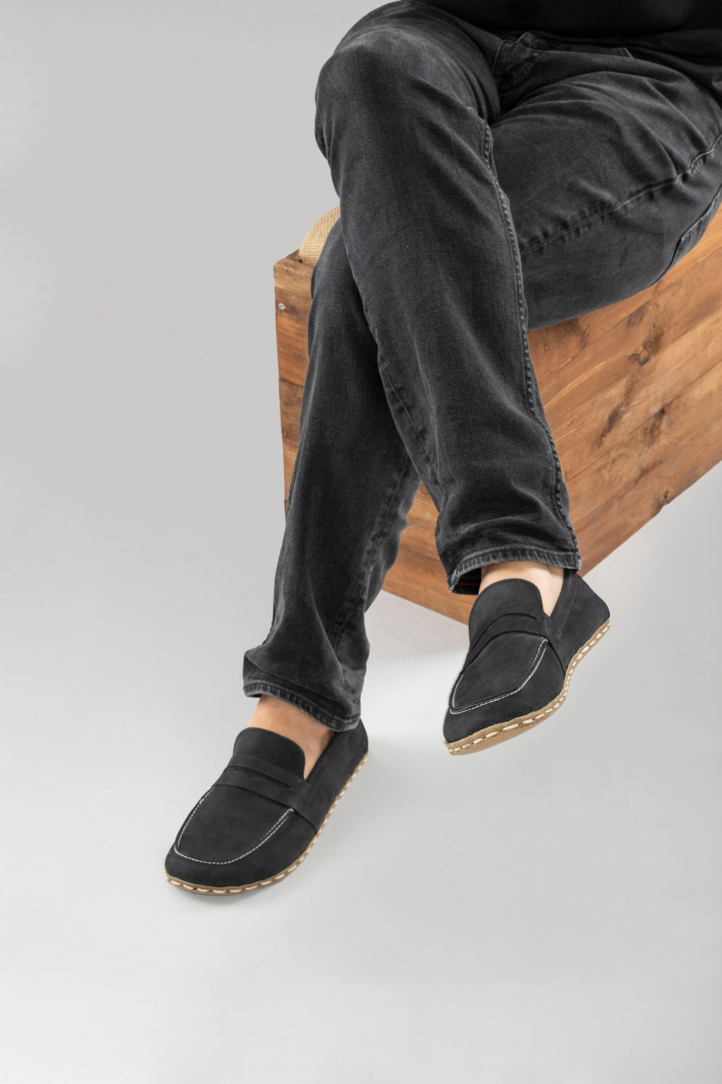 Men's Black Nubuck Penny Loafers