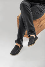 Men's Black Nubuck Penny Loafers
