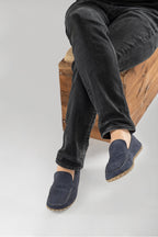 Men's Navy Nubuck Moccasins