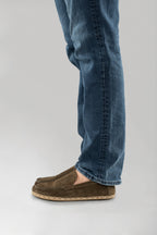 Men's Khaki Green Suede Moccasins