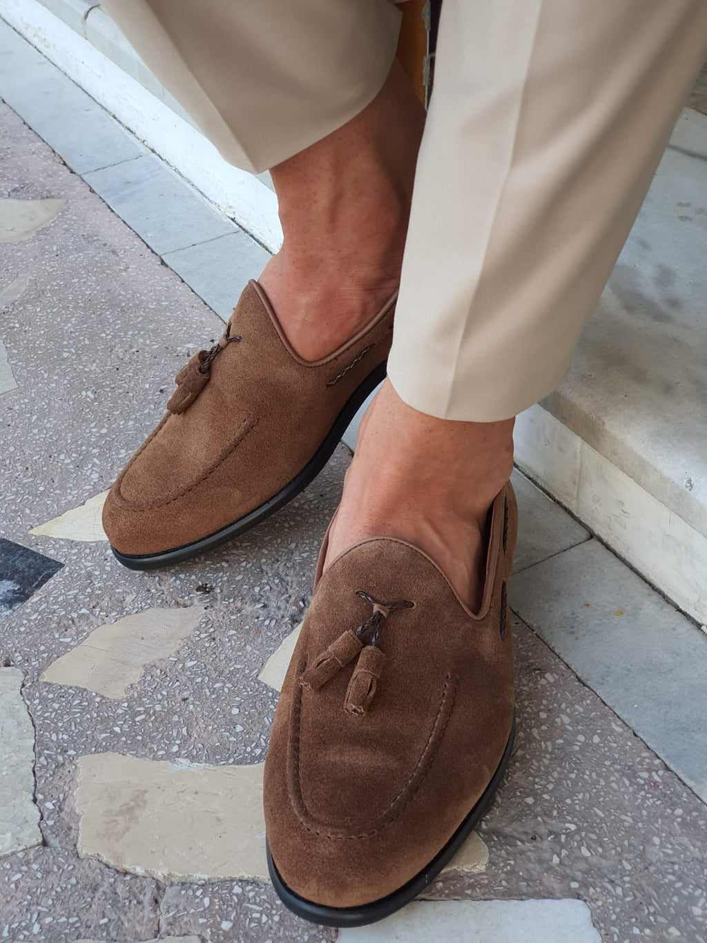 Sardinelli Cuneo Brown Suede Tassel Loafers