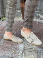 Sardinelli Aarau Beige Suede Monk Strap Loafers