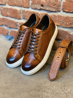 Sardinelli Aarau Brown Woven Pattern Low-Top Sneakers