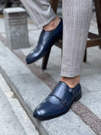 Sardinelli Aarau Navy Blue Double Monk Strap Shoes