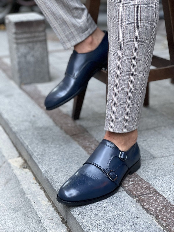 Sardinelli Aarau Navy Blue Double Monk Strap Shoes