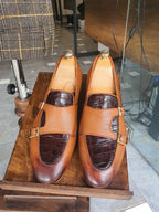 Sardinelli Aarau Tan Double Monk Strap Loafers