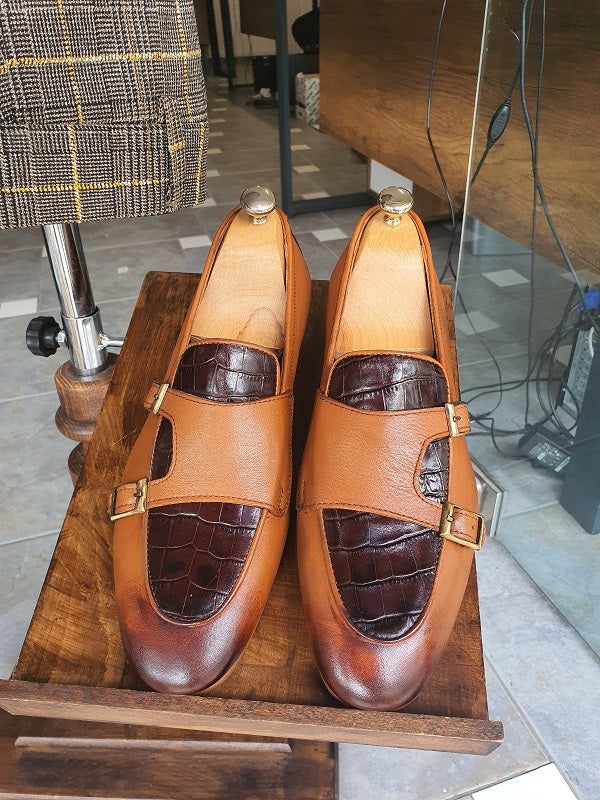 Sardinelli Aarau Tan Double Monk Strap Loafers