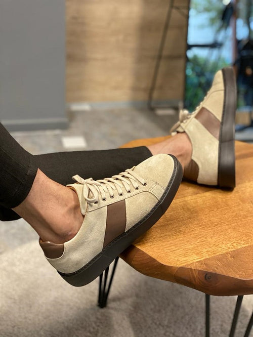 Sardinelli Aarberg Beige Suede Mid-Top Sneakers