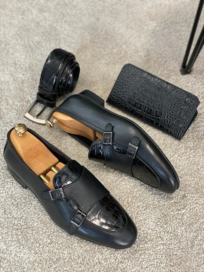 Sardinelli Aarberg Black Double Monk Strap Shoes