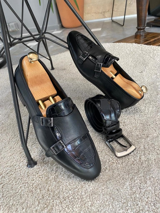 Sardinelli Aarberg Black Double Monk Strap Shoes