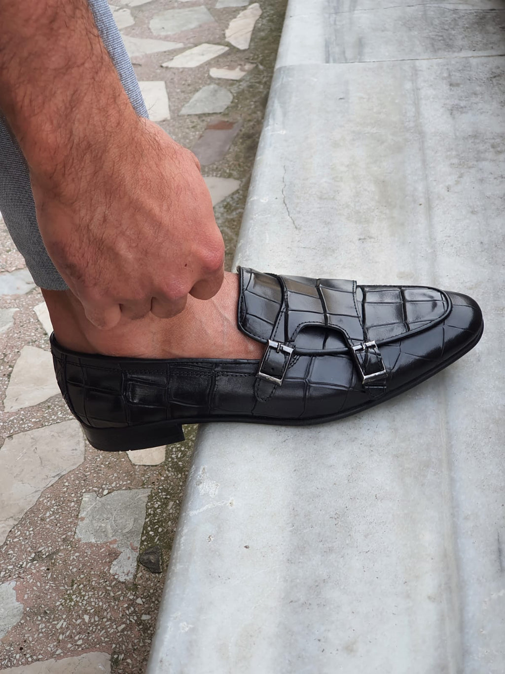 Sardinelli Barletta Black Double Monk Strap Loafers
