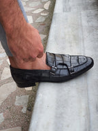 Sardinelli Barletta Black Double Monk Strap Loafers