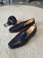 Sardinelli Barletta Navy Blue Double Monk Strap Loafers