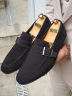Sardinelli Bitonto Black Suede Buckle Loafers