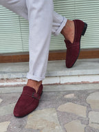 Sardinelli Bitonto Burgundy Suede Buckle Loafers