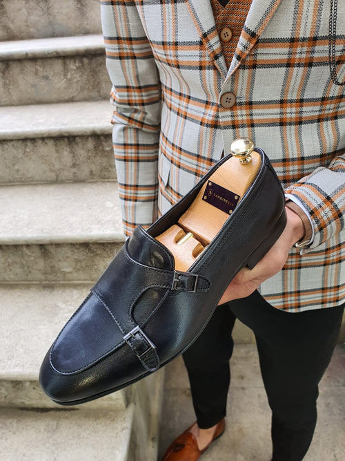 Sardinelli Black Monk Strap Dress Shoes