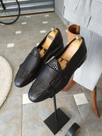 Sardinelli Cuneo Black Woven Leather Double Monk Strap Loafers