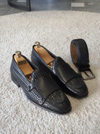 Sardinelli Cuneo Black Woven Leather Double Monk Strap Loafers
