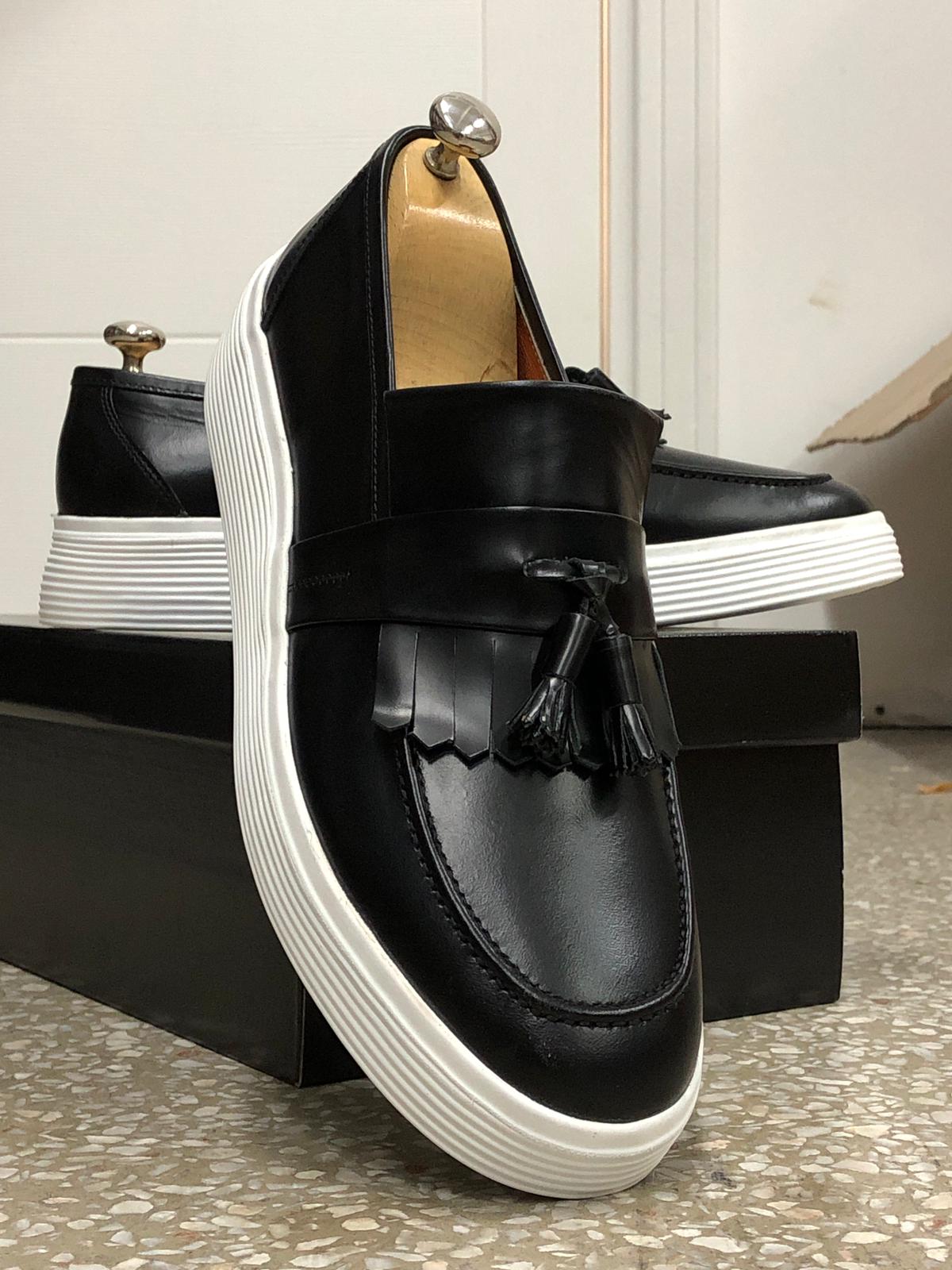 Sardinelli Brindisi Skate Black Kilt Tassel Loafer